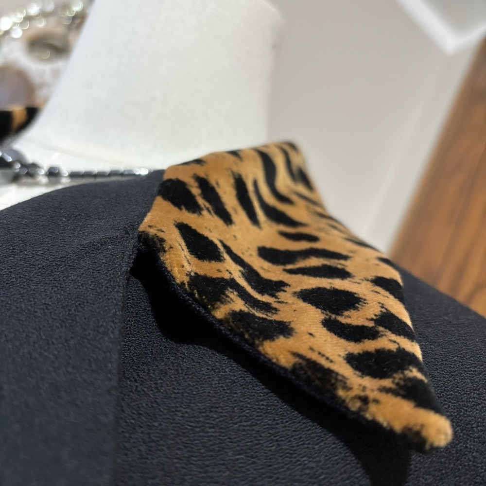 Georgiou Blazer Black Leopard Print Size 12 80s Vtg - Picture 6 of 9